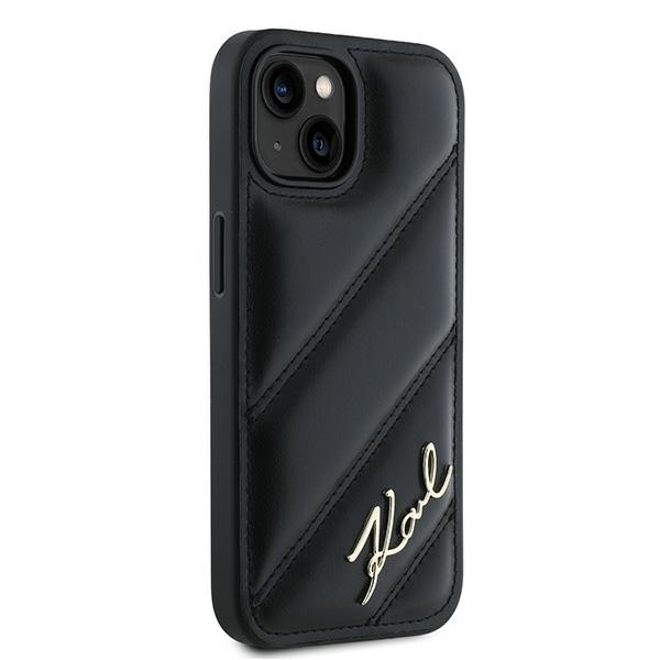 Karl Lagerfeld iPhone 15 Plus / 14 Plus Case Diagonal Quilted Script, Black