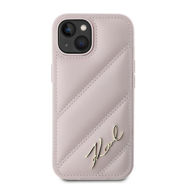 Karl Lagerfeld iPhone 15 / 14 / 13 Case Diagonal Quilted Script, Pink