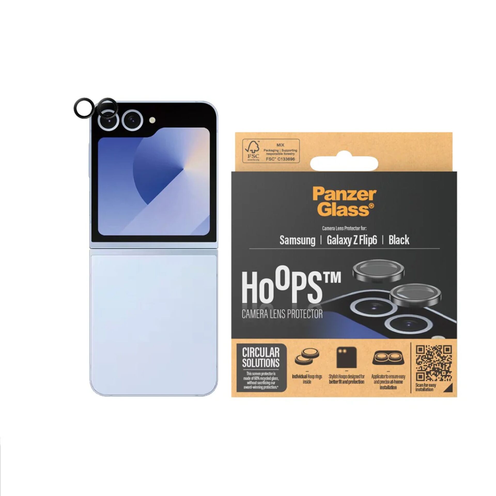 PanzerGlass Hoops Camera Lens Protector for Samsung Galaxy Z Flip6, Black
