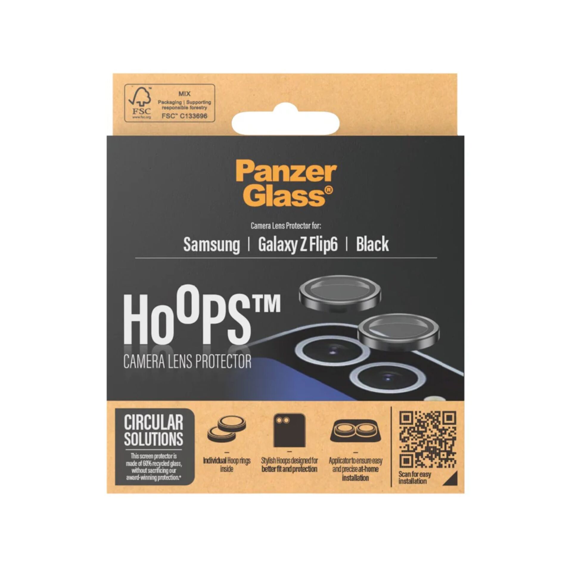 PanzerGlass Hoops Camera Lens Protector for Samsung Galaxy Z Flip6, Black