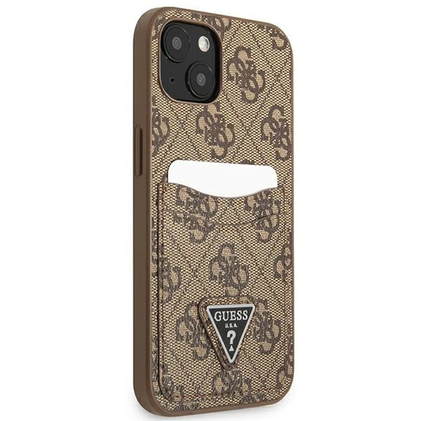 Guess 4G Triangle Logo Cardslot case for iPhone 13 mini - brown