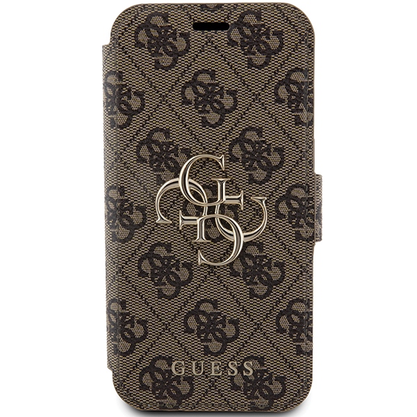 Guess 4G Metal Logo Wallet Case for iPhone 15 Pro Max, Brown
