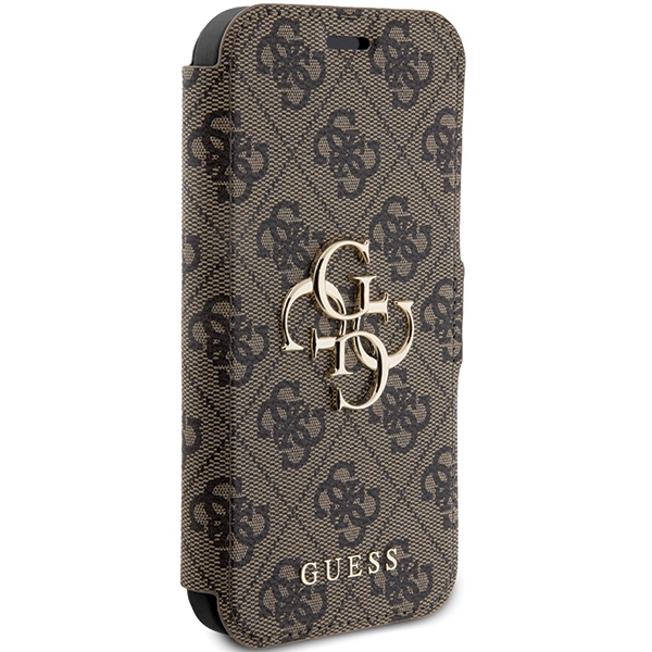Guess 4G Metal Logo Wallet Case for iPhone 15 Pro Max, Brown