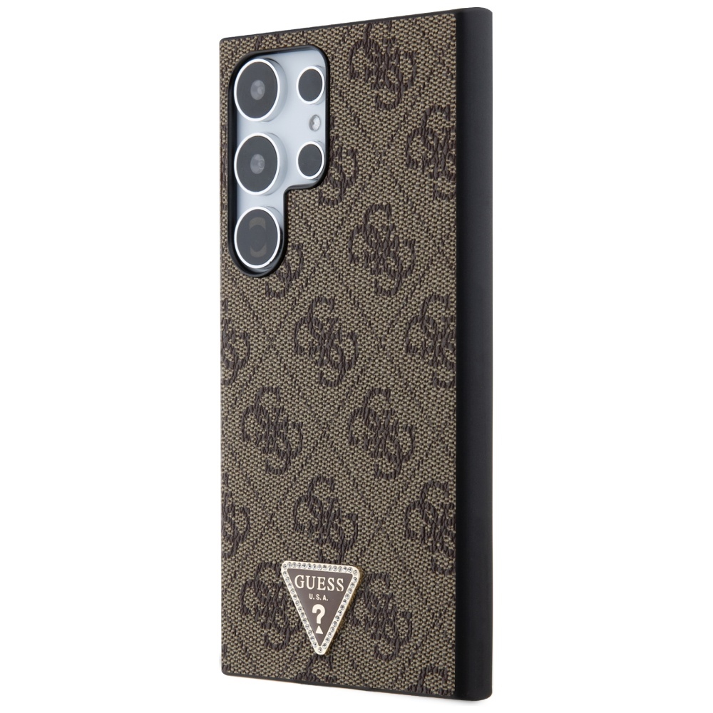 Guess Samsung Galaxy S24 Ultra Case Grip Stand 4G Triangle Strass, Brown
