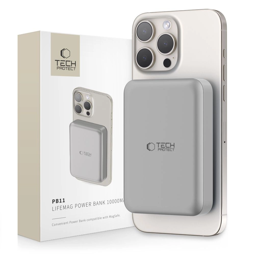 Tech-Protect PB11 LifeMag MagSafe Power Bank 10000 mAh, Titanium