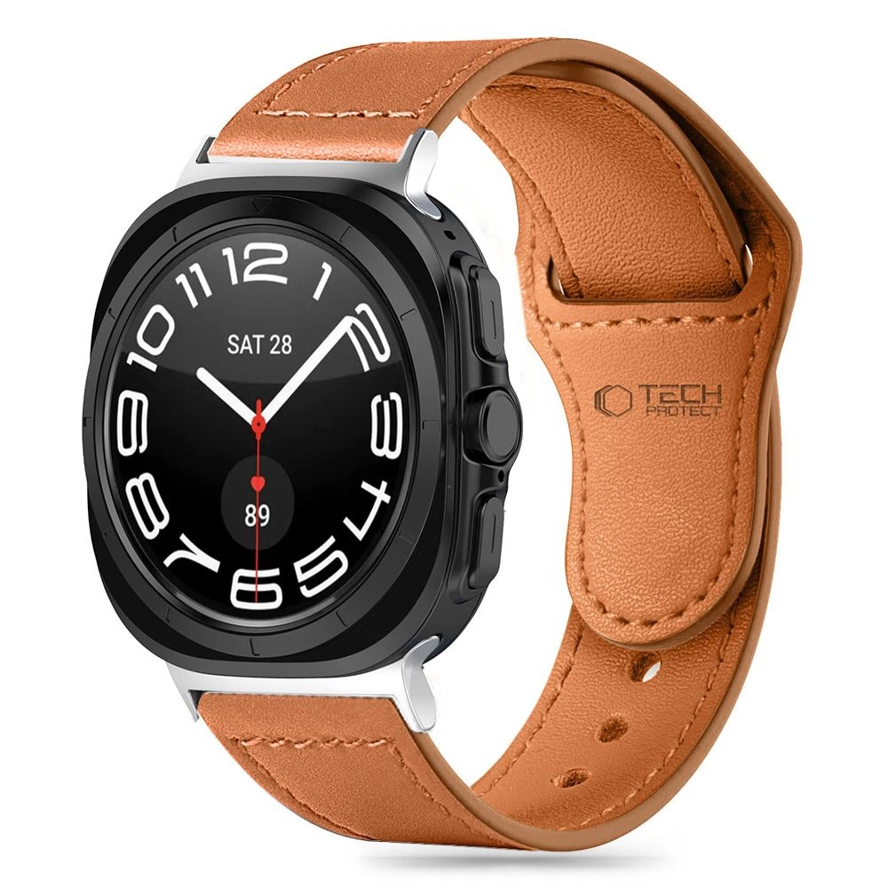Tech-Protect LeatherFit strap for Samsung Galaxy Watch Ultra (47 mm) - brown