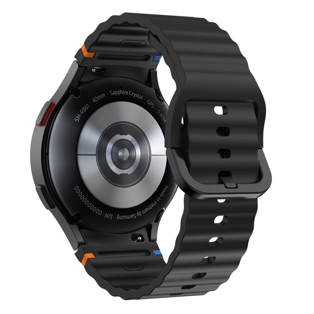 Tech-Protect Silicone Sport Strap for Samsung Galaxy Watch 4 / 5 / 6 / 7 / FE, Black