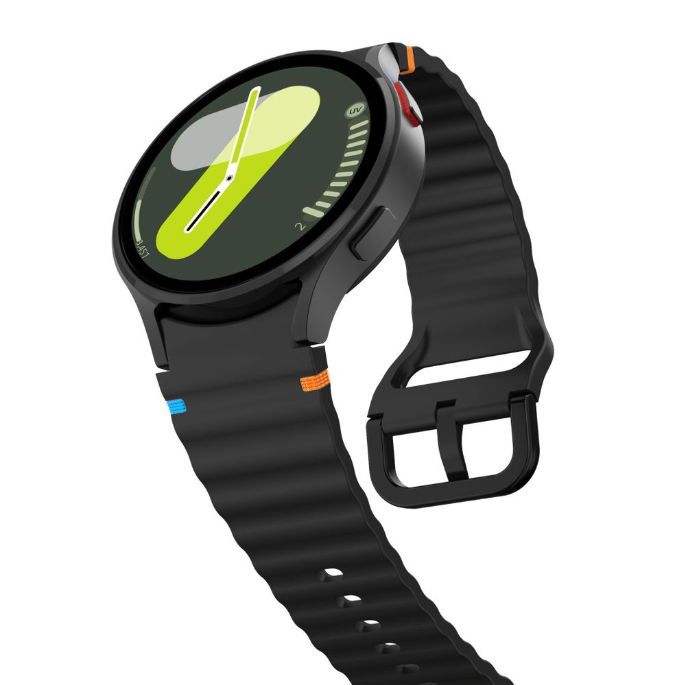 Tech-Protect Silicone Sport Strap for Samsung Galaxy Watch 4 / 5 / 6 / 7 / FE, Black