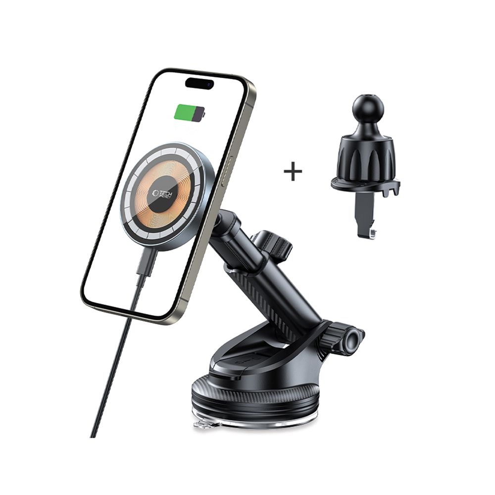 Tech-Protect MM15W-V5 Car Holder with 15W MagSafe Charger, Black