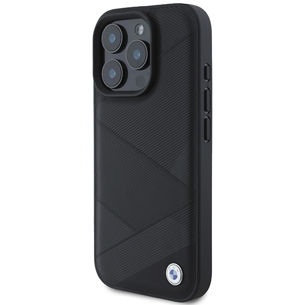 Чехол BMW для iPhone 16 Pro Leather Crossing Lines, черный