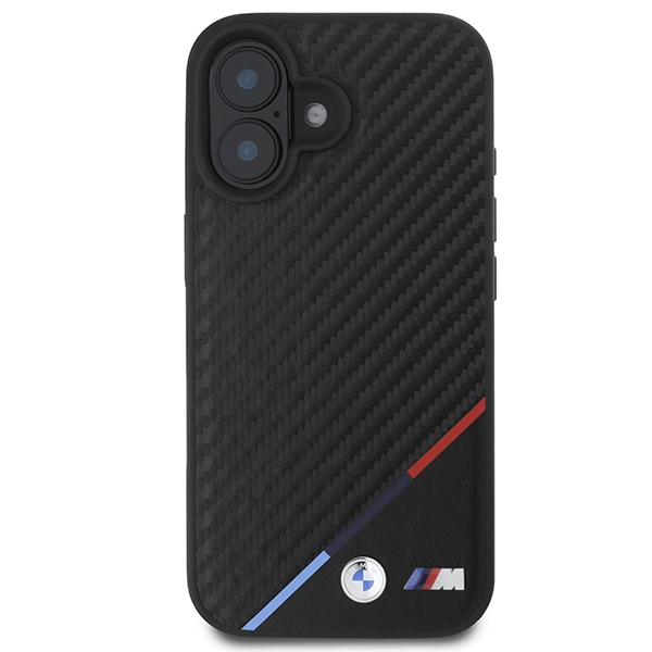 BMW Carbon Tricolor Line MagSafe case for iPhone 16 Plus - black