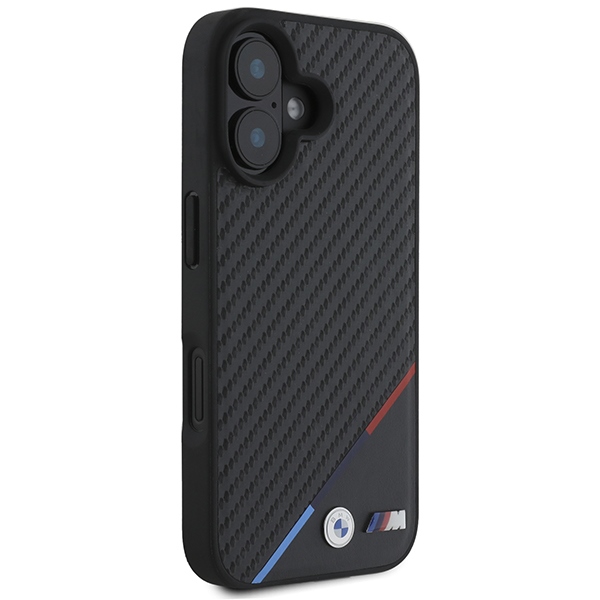 BMW Carbon Tricolor Line MagSafe case for iPhone 16 Plus - black