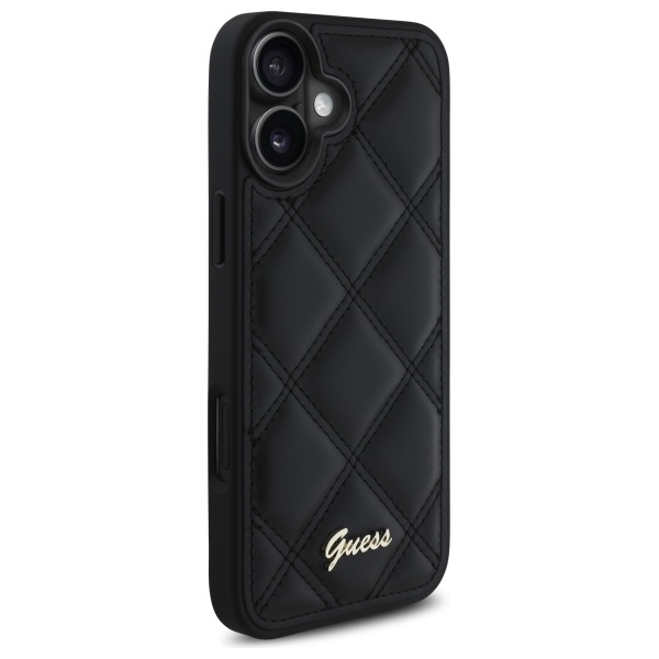 Guess iPhone 16 Plus Case Quilted Metal Logo, Black