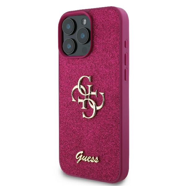 Чехол Guess Fixed Glitter Big 4G для iPhone 16 Pro Max - фиолетовый