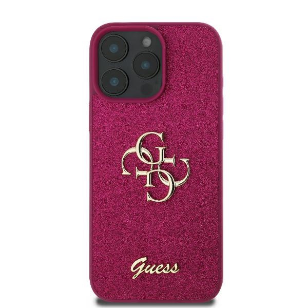 Чехол Guess Fixed Glitter Big 4G для iPhone 16 Pro Max - фиолетовый