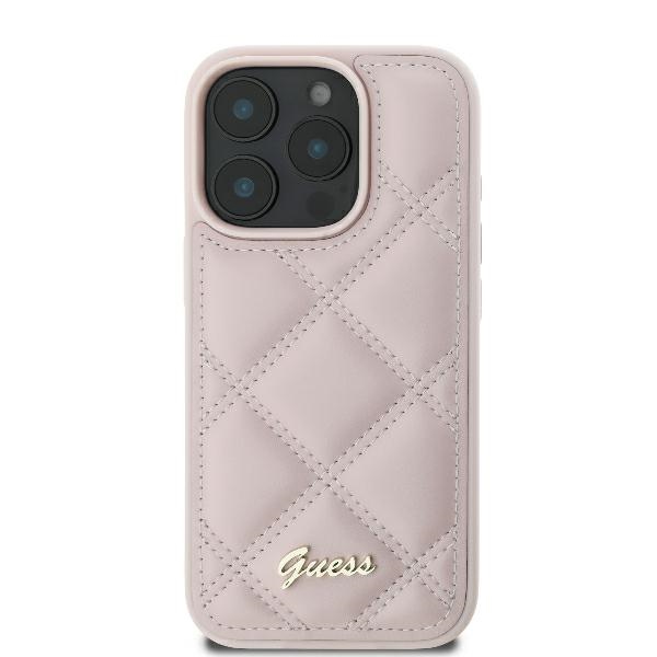 Guess Quilted Metal Logo Case for iPhone 16 Pro Max - pink