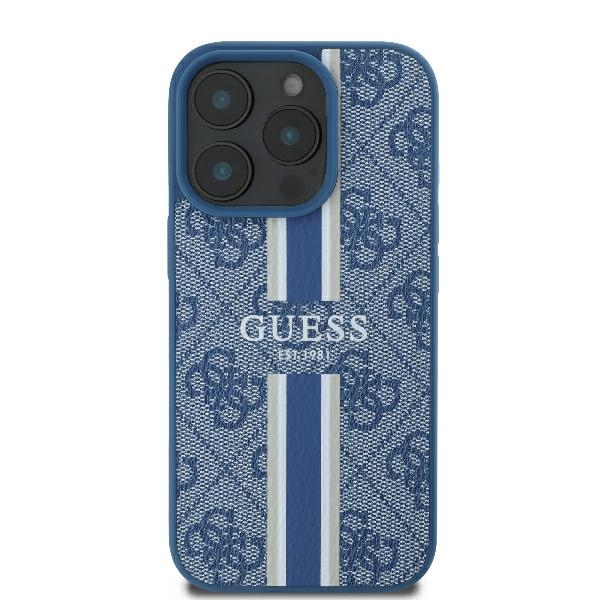 Apple iPhone 16 Pro 6.3\'\' Guess 4G Printed Stripes MagSafe Case Cover, Blue