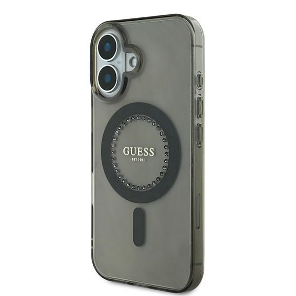 Guess iPhone 16 Plus Case IML Rhinestones MagSafe, Black