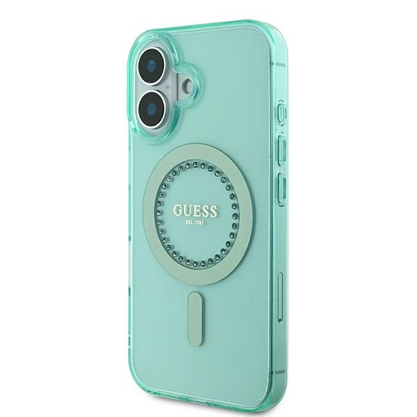 Guess iPhone 16 Plus Case IML Rhinestones MagSafe, Green