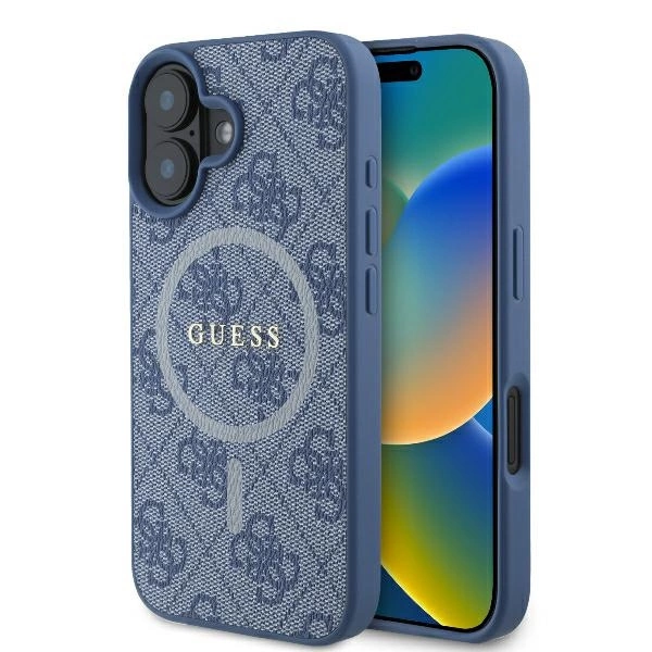 Guess 4G Ring Classic Logo MagSafe apvalks iPhone 16 - zils | case for blue