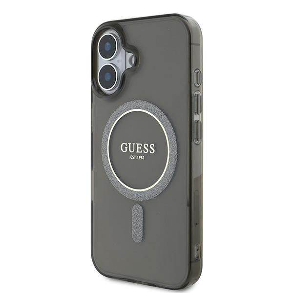 Guess iPhone 16 Case IML Glitter Circle MagSafe, Black