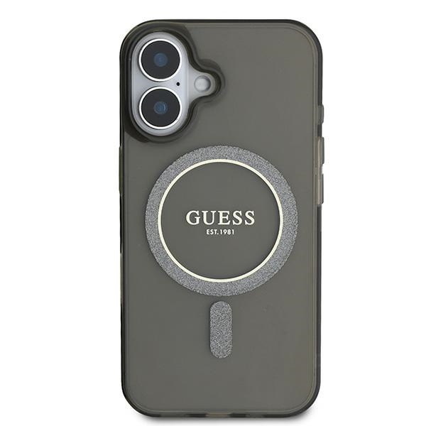 Guess iPhone 16 Case IML Glitter Circle MagSafe, Black