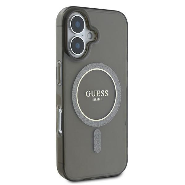 Guess iPhone 16 Case IML Glitter Circle MagSafe, Black
