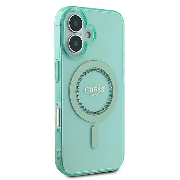 Guess iPhone 16 Case IML Rhinestones MagSafe, Green