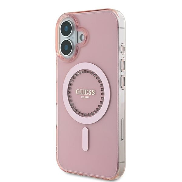 Guess iPhone 16 Case IML Rhinestones MagSafe, Pink