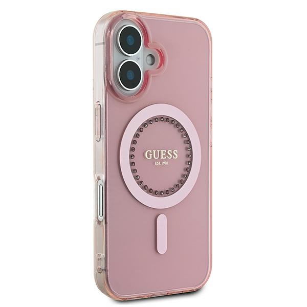Guess iPhone 16 Case IML Rhinestones MagSafe, Pink