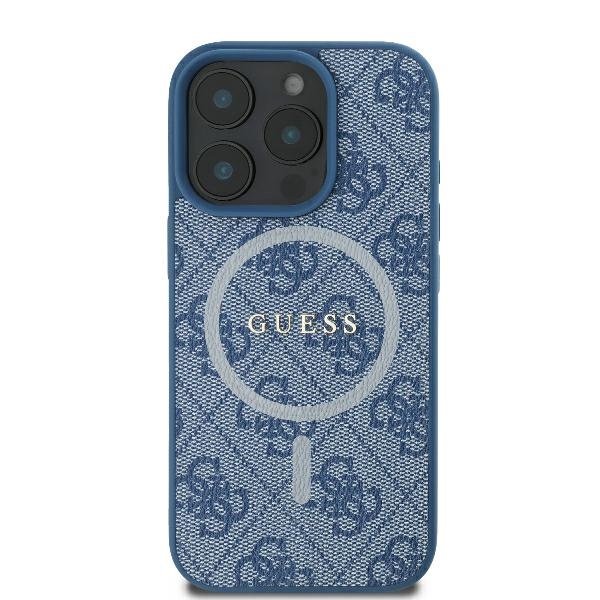 Guess 4G Ring Classic Logo MagSafe Case for iPhone 16 Pro Max - blue