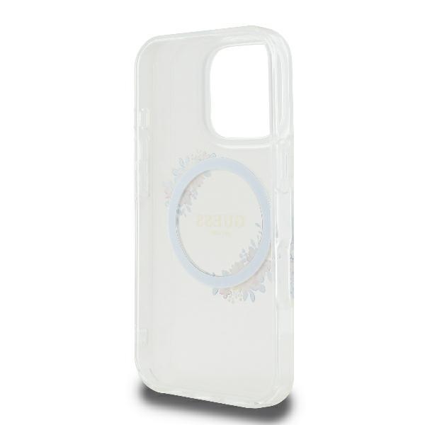 Guess IML Flowers Wreath MagSafe case for iPhone 16 Pro Max - transparent