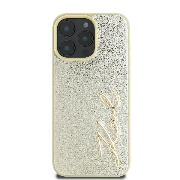 Apple iPhone 16 Pro 6.3\'\' Karl Lagerfeld Metal Signature Cover Case, Gold
