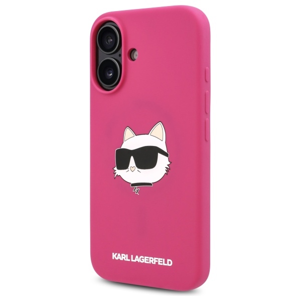 Karl Lagerfeld iPhone 16 Case Silicone Choupette Head MagSafe, Fuchsia