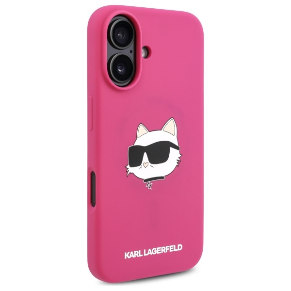 Karl Lagerfeld iPhone 16 Case Silicone Choupette Head MagSafe, Fuchsia