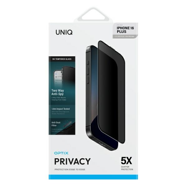 UNIQ Optix Privacy tempered glass with privacy applicator for iPhone 16 Plus