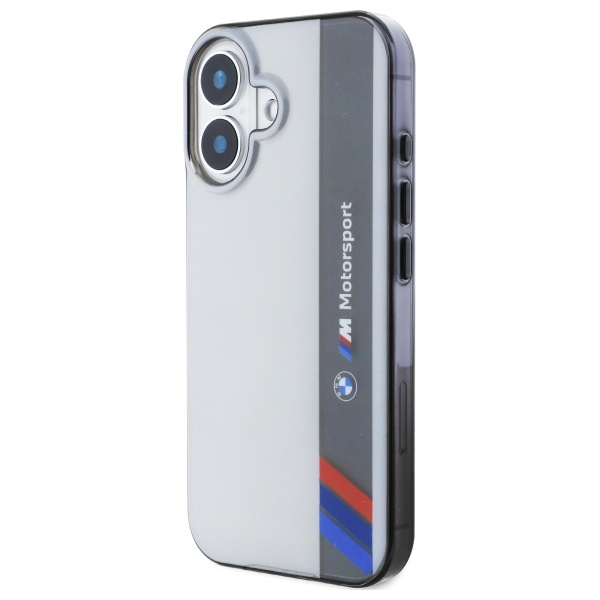 BMW iPhone 16 Plus Case Motorsport IML Vertical Stripe, Gray