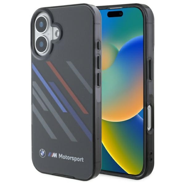 BMW Motosport IML Random Stripes Case for iPhone 16 Plus - black