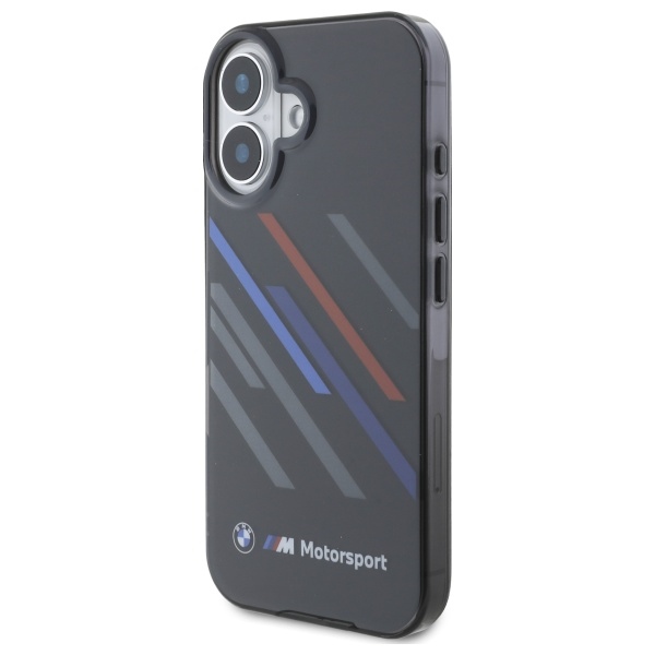 BMW iPhone 16 Plus Case Motorsport IML Random Stripes, Black