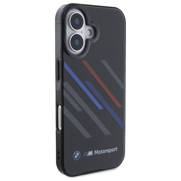 BMW iPhone 16 Plus Case Motorsport IML Random Stripes, Black