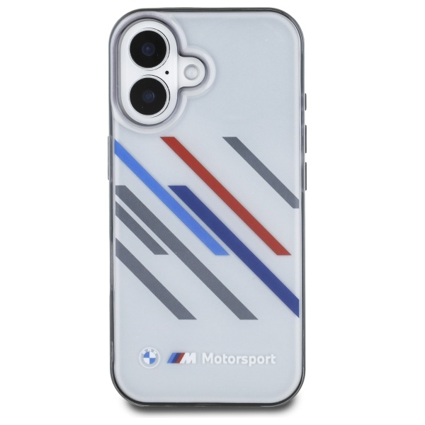 Чехол BMW для iPhone 16 Motorsport IML Random Stripes, серый