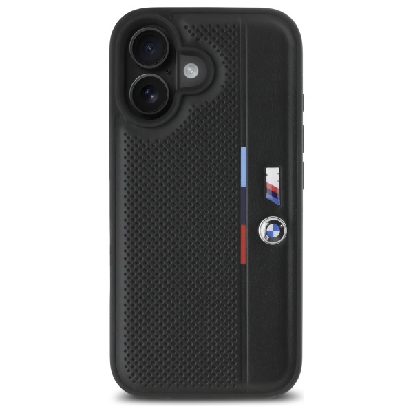 BMW iPhone 16 Case M Perforated Tricolor Detail Line - Black