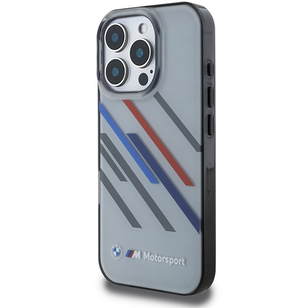 BMW iPhone 16 Pro Max Case Motorsport IML Random Stripes, Gray