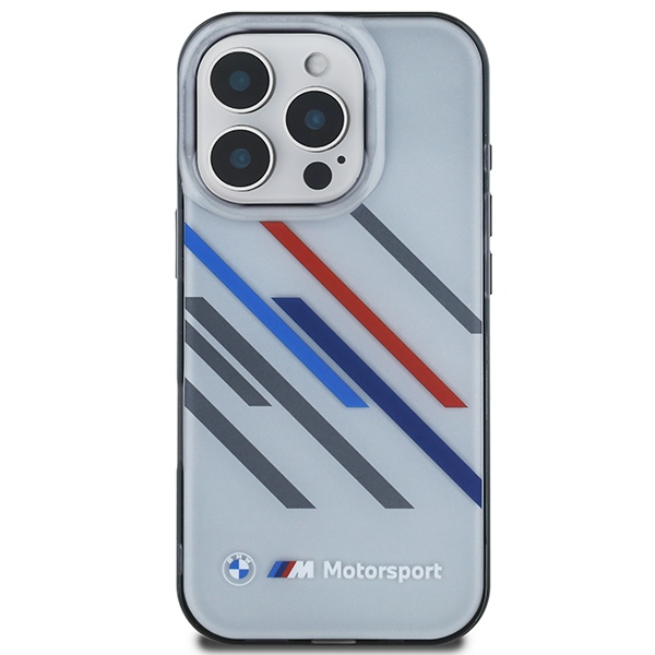 BMW iPhone 16 Pro Max Case Motorsport IML Random Stripes, Gray