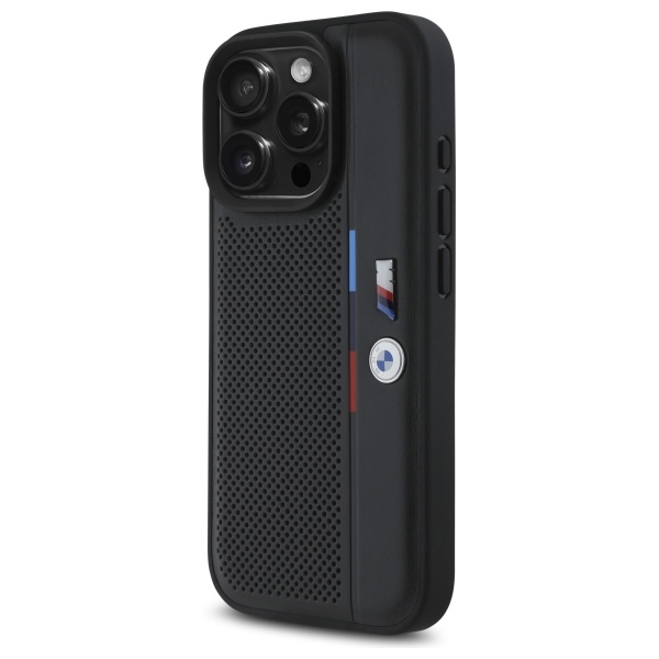 BMW M Perforated Tricolor Detail Line Case for iPhone 16 Pro Max - black