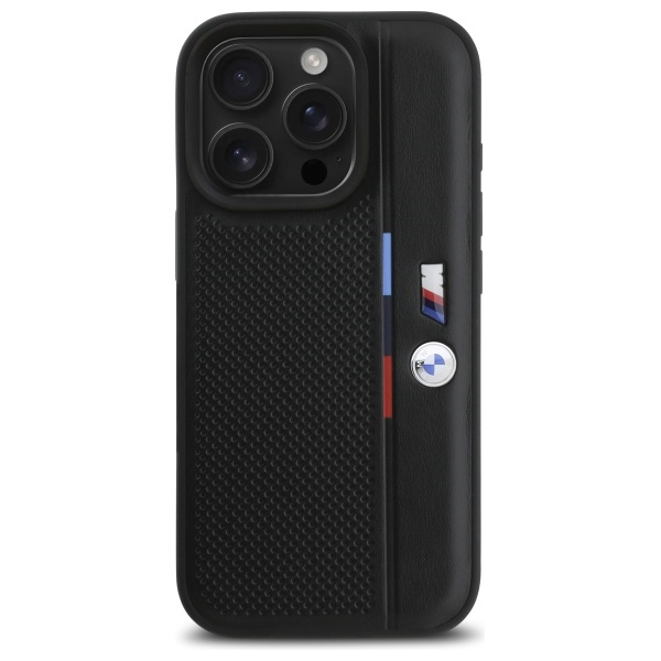 BMW M Perforated Tricolor Detail Line Case for iPhone 16 Pro Max - black