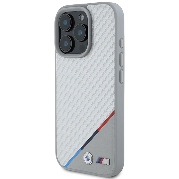 BMW iPhone 16 Pro Case M Carbon Tricolor Line MagSafe, Gray