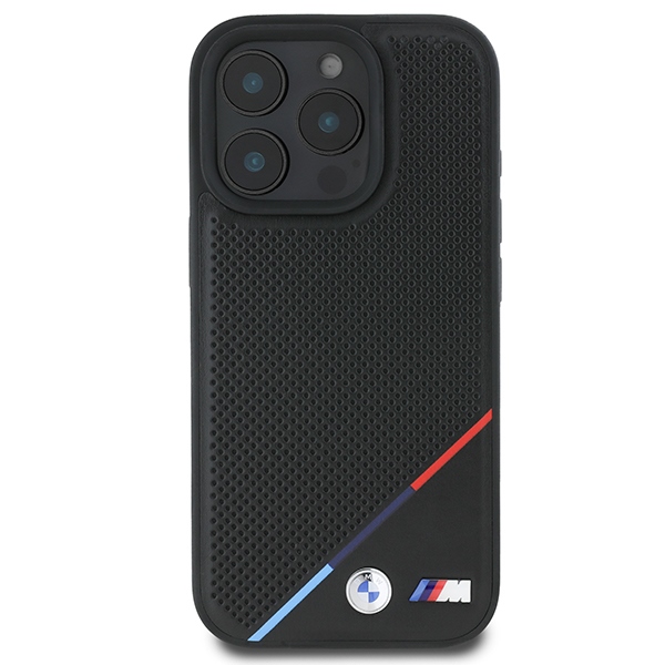 BMW iPhone 16 Pro Case M Perforated Tricolor Line MagSafe, Black