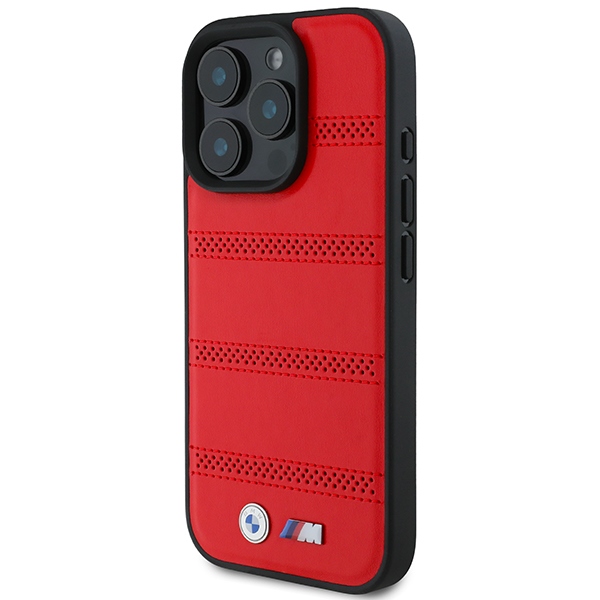 BMW iPhone 16 Pro vāciņš M Perforated And Stitched Line MagSafe, sarkans