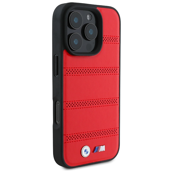 BMW iPhone 16 Pro vāciņš M Perforated And Stitched Line MagSafe, sarkans